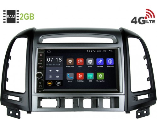Hyundai Santa Fe II 2005-2012 (4 кнопки) Canbox 2871-RP-HDSFD-106 Android 8.1 7 дюймов (4G LTE 2GB)