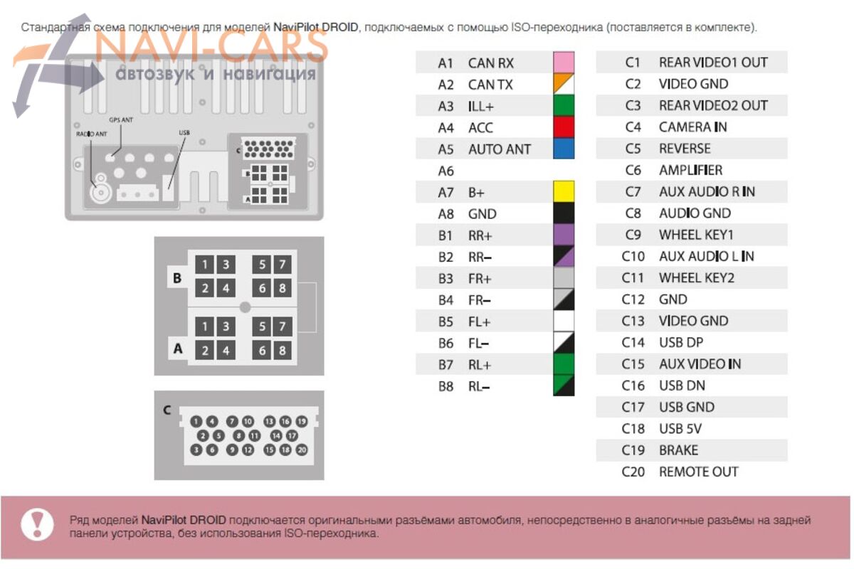 Схема подключения navipilot droid