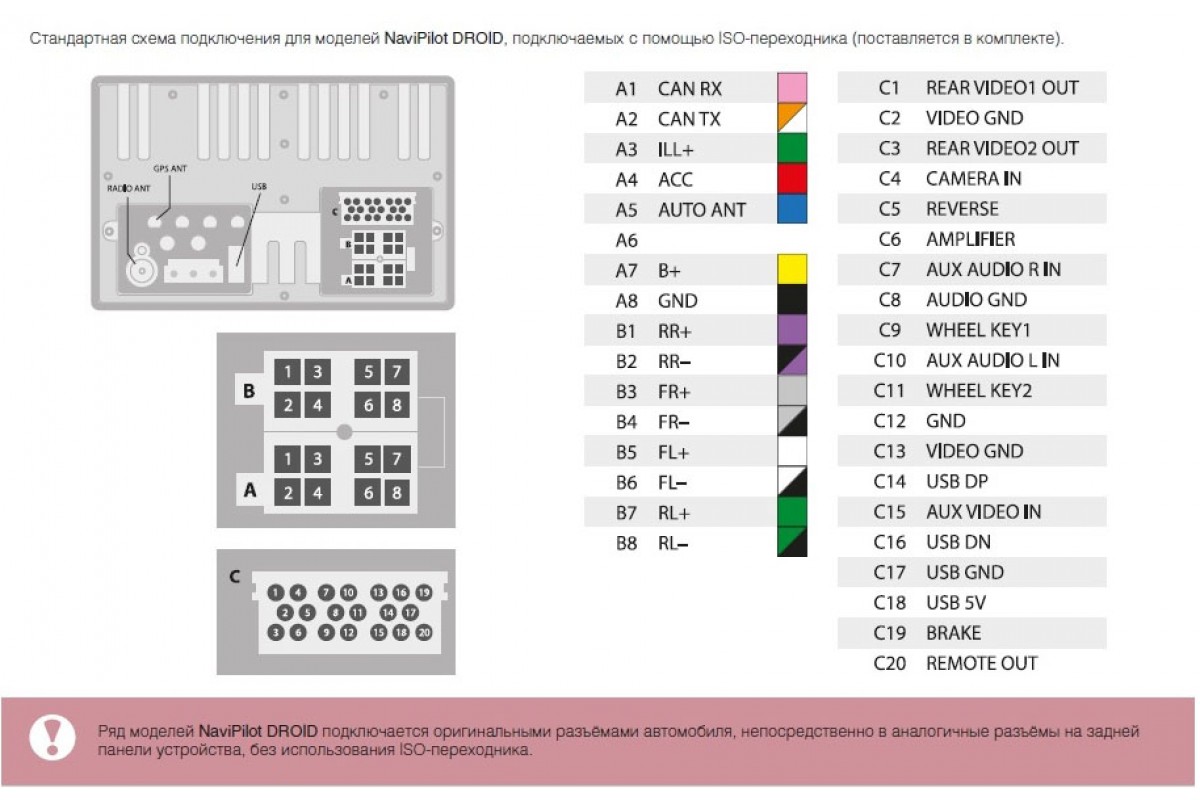Схема подключения navipilot droid9