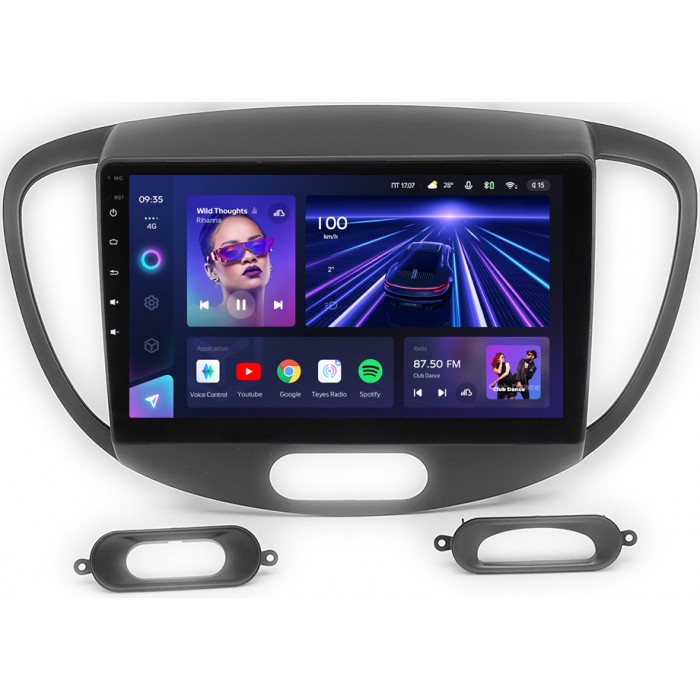 Штатная магнитола Hyundai i10 I 2007-2013 Teyes CC3 360 9 дюймов 6/128 RM-9-143 на Android 10 (4G-SIM, DSP, QLed)