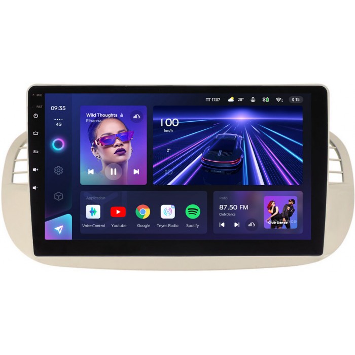 Штатное головное устройство Fiat 500 II 2007-2015 Teyes CC3 9 дюймов 4/64 RM-9-2805 на Android 10 (4G-SIM, DSP, QLed)