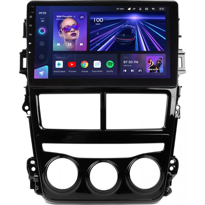 Штатная магнитола Toyota Yaris III (XP150), Vios III 2013-2022 кондиционер Teyes CC3 2K 9.5 дюймов 3/32 RM-9-4212 на Android 10 (4G-SIM, DSP, QLed)