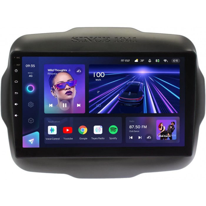 Штатное головное устройство Teyes CC3 9 дюймов 6/128 RM-9-629 для Jeep Renegade 2014-2021 на Android 10 (4G-SIM, DSP, QLed)