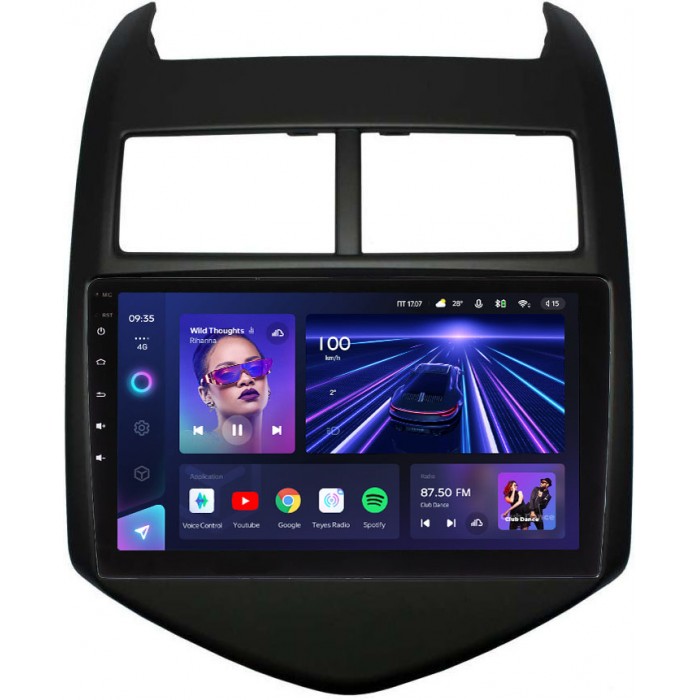 Штатное головное устройство Teyes CC3 9 дюймов 6/128 RM-9009 для Chevrolet Aveo II 2011-2015 на Android 10 (4G-SIM, DSP, QLed)