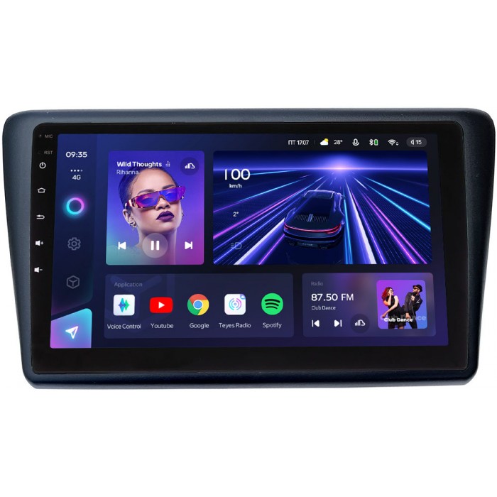 Штатное головное устройство Teyes CC3 9 дюймов 4/64 RM-9417 для Skoda Rapid 2012-2020 на Android 10 (4G-SIM, DSP, QLed)