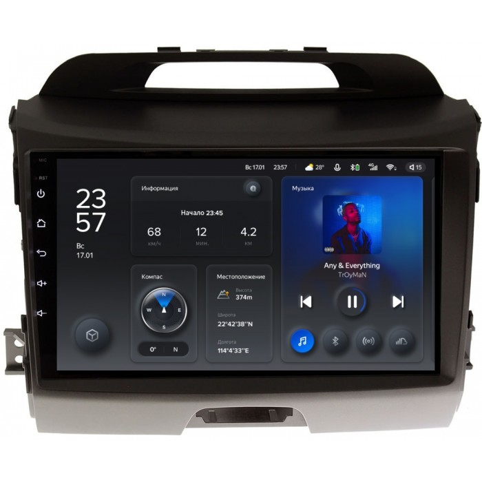 Штатное головное устройство Kia Sportage III 2010-2016 для авто с камерой Teyes X1 9 дюймов 2/32 RM-9072 на Android 10 (4G-SIM, DSP)