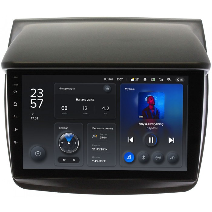 Штатное головное устройство Teyes X1 9 дюймов 2/32 RM-9057 для Mitsubishi Pajero Sport II 2008-2016, L200 IV 2006-2015 на Android 10 (4G-SIM, DSP)