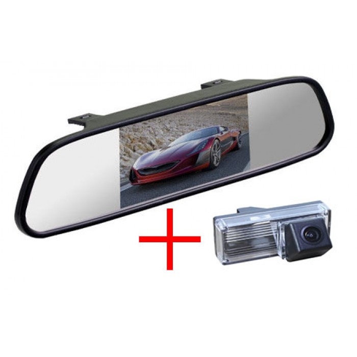 Зеркало c камерой заднего вида Toyota Land Cruiser 200, LC 100, Prado 120 (с запаской под днищем)